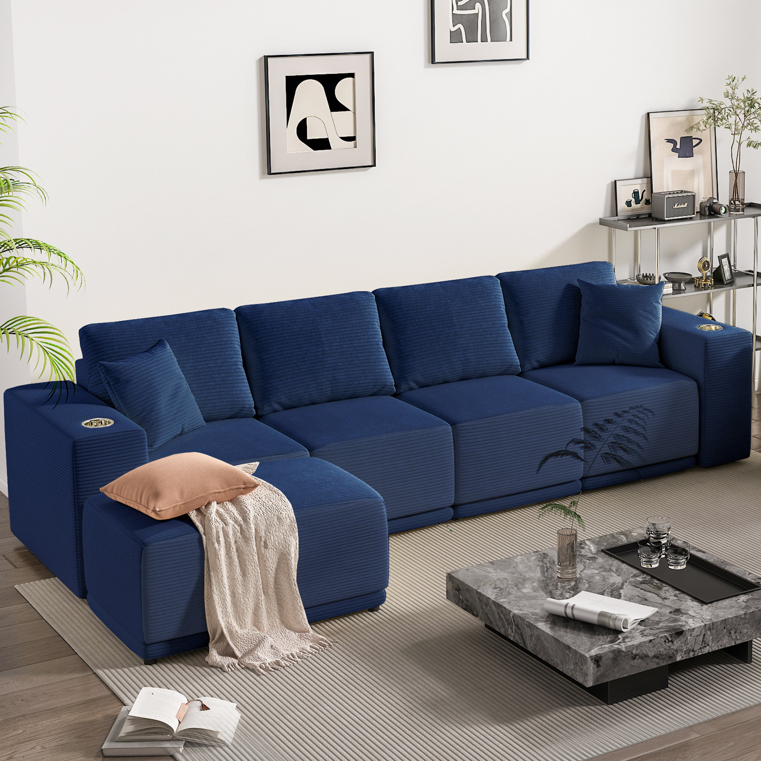 Latitude Run® 130.3" 4 Seats Modular Sectional Sofa, L Shaped Couches